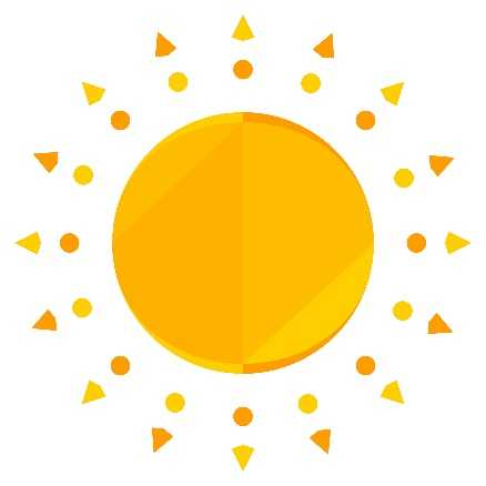 A yellow sun with triangles around it